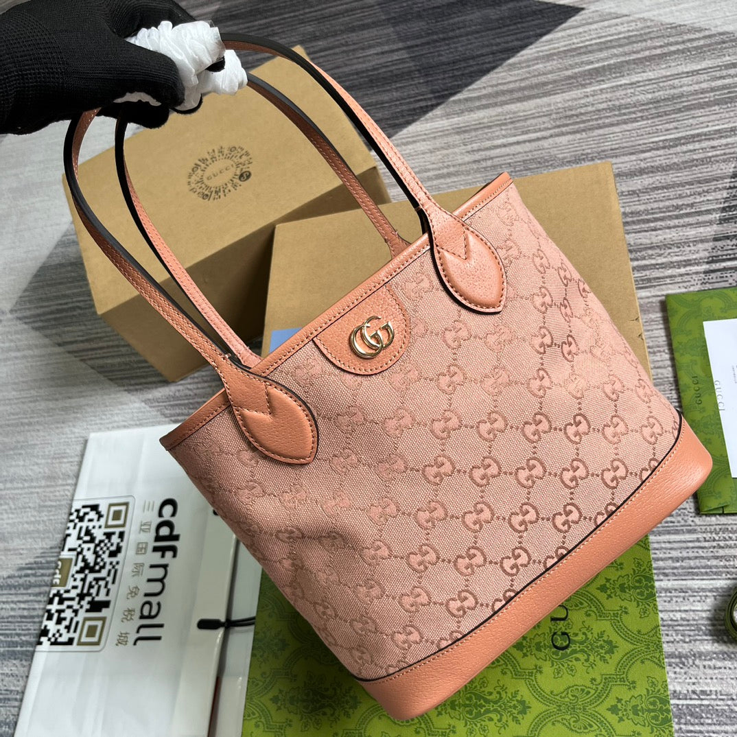 GG Ophidia Small 25 Tote Bag In Light Pink Canvas