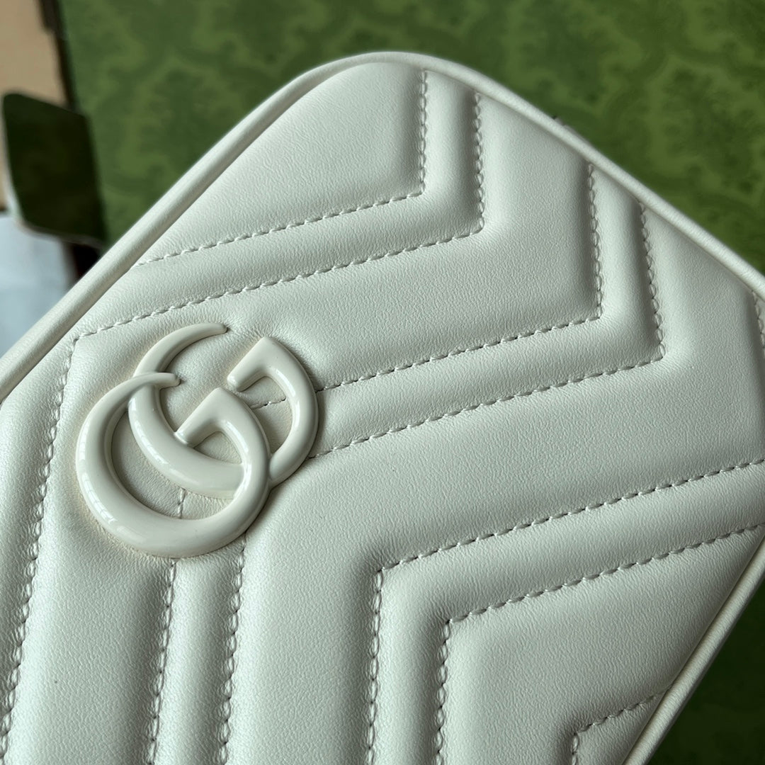GG Marmont Mini 18CM Zip Top All White Calfskin