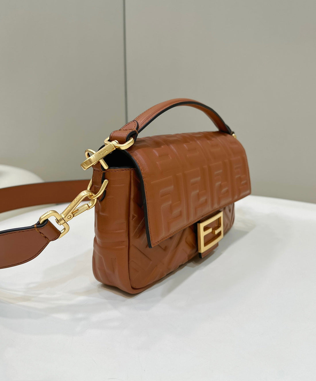Baguette 27CM Brown Lambskin Gold Hardware