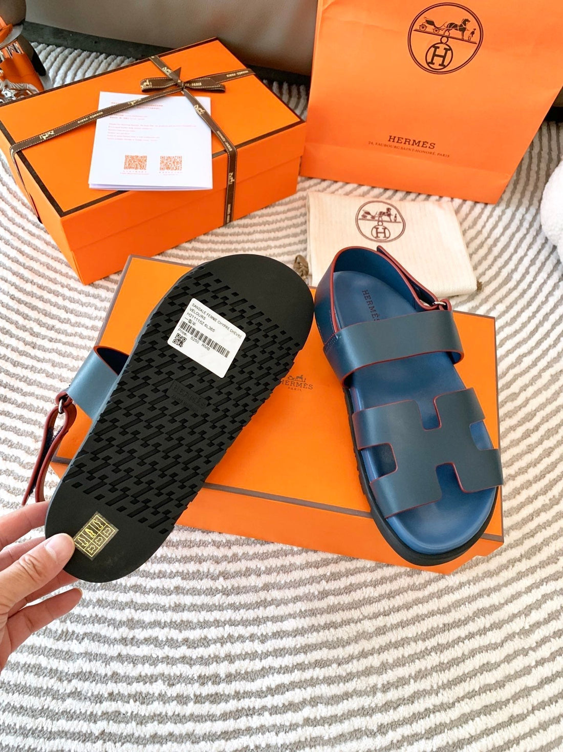 Hm Genius Sandal Black Mix Charcoal Blue Leather 963538