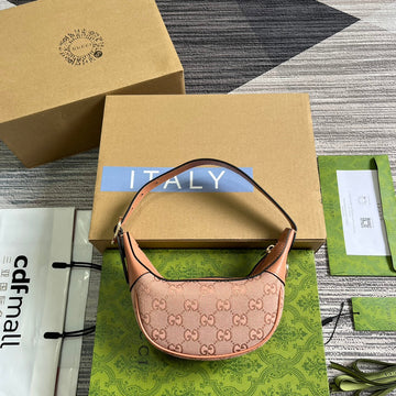 Ophidia GG Mini 20 Bag In Light Pink Canvas And Calfskin