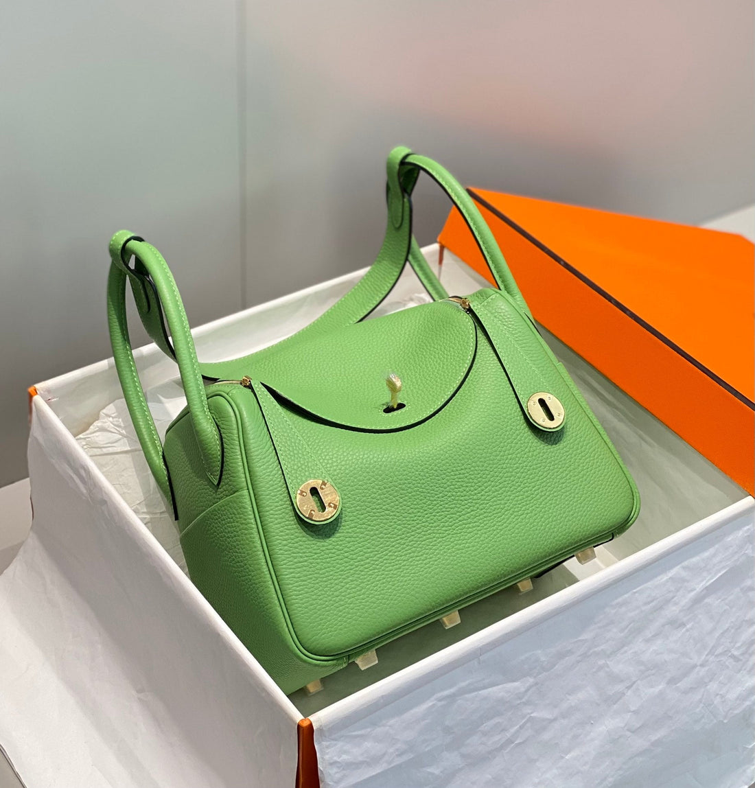 HM Lindy 26 Bag Kelly Green Taurillon Clemence Leather