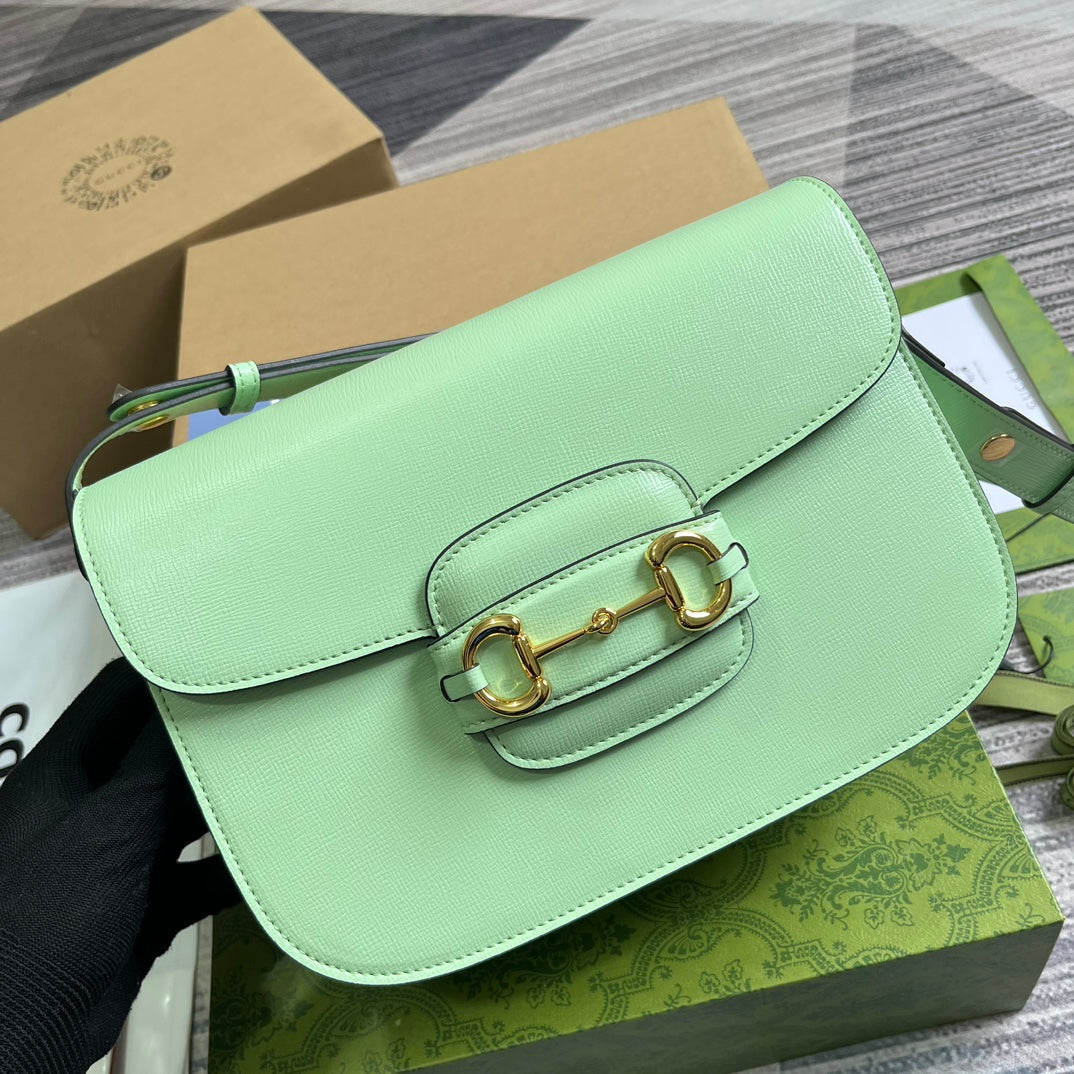 GG Horsebit 1955 Mini Bag 25 In Light Green Calfskin
