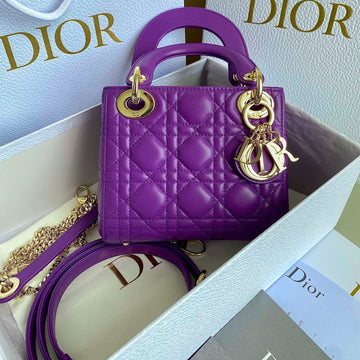 Lady 17 In Violet Purple Lambskin With Cannage Pattern