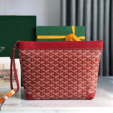 Conti Pouch 24 In Classic Red Lambskin And Goyardine Canvas