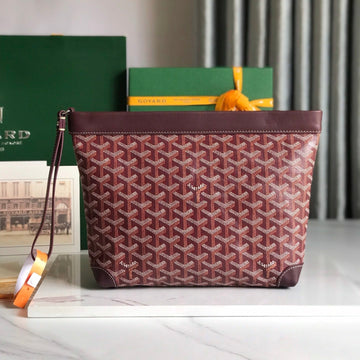 Conti Pouch 24 In Wine Red Lambskin And Goyardine Canvas
