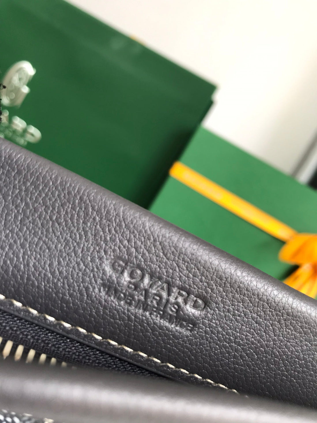 Conti Pouch 24 In Grey Black Lambskin And Goyardine Canvas