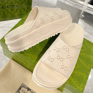 Gc 25 50MM Monogram Slide Sandal Beige Cowhide 292393