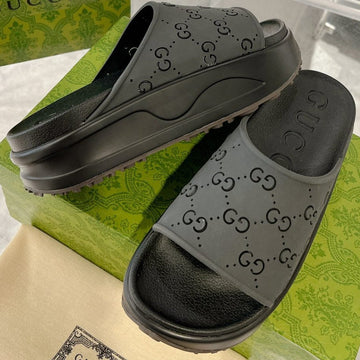Gc 25 50MM Monogram Slide Sandal Black Cowhide 292394