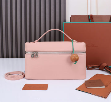 Extra Bag L27 In Blush Pink Grained Calfskin With Silver Hardware
