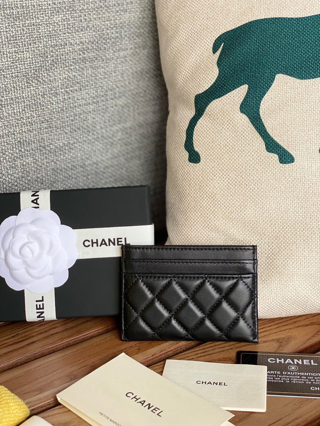 CC Boy 11CM Card Holder Black Lambskin Silver Hardware