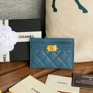 CC Boy 11CM Card Holder Azure Caviar Gold Hardware