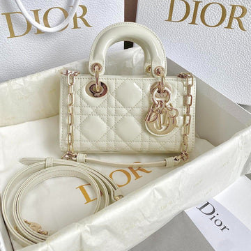 Mini D-Joy Bag 17 In White Lambskin