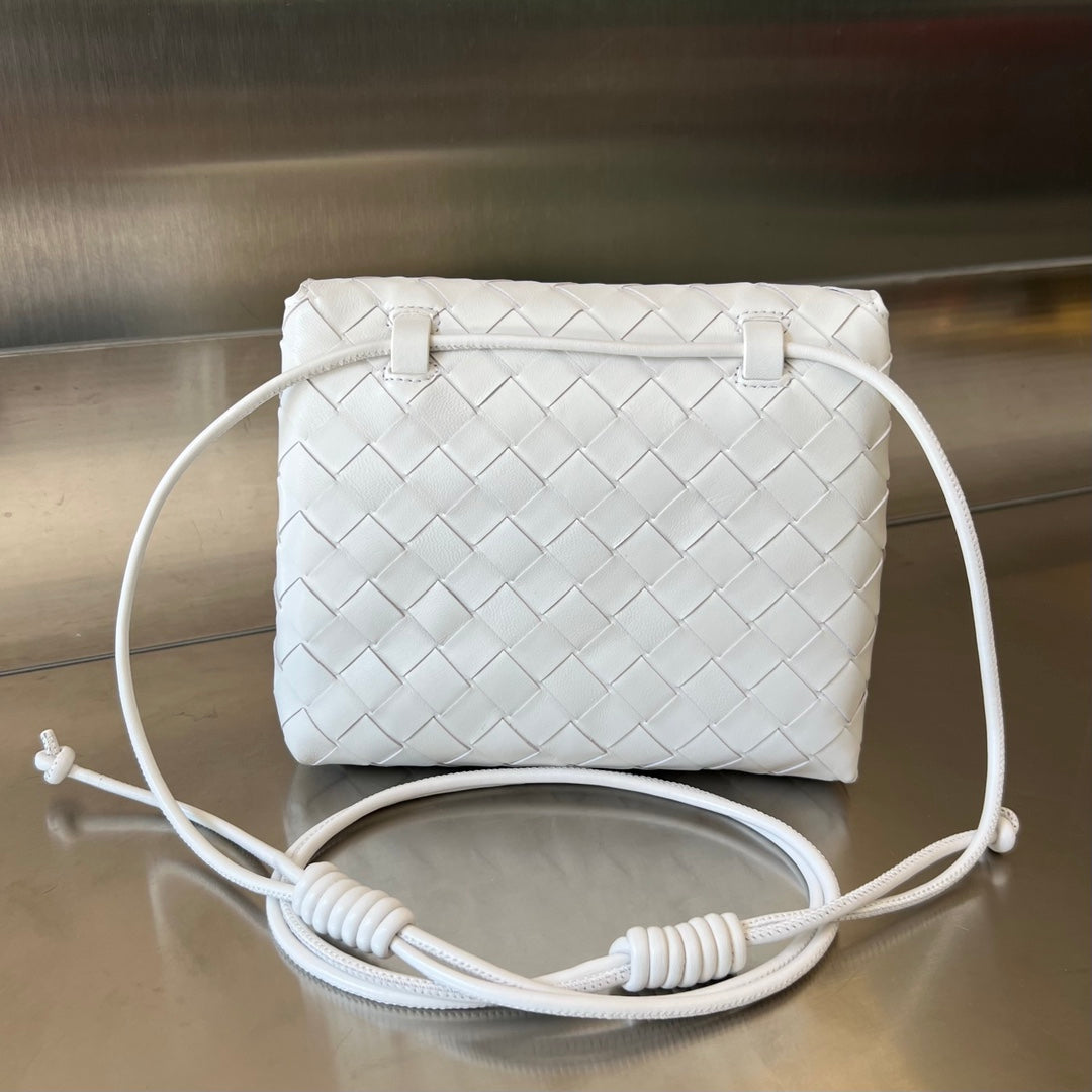 Bv Mini Crossbody Bag 19CM White Calfskin Ghw