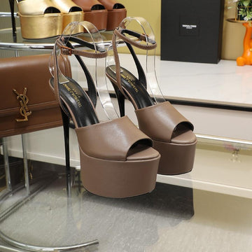 Sl Super High Heels Sandal Ash Brown Calfskin