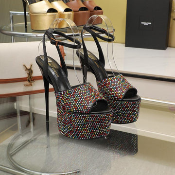 Sl Super High Heels Sandal Rainbow Crystal Satin