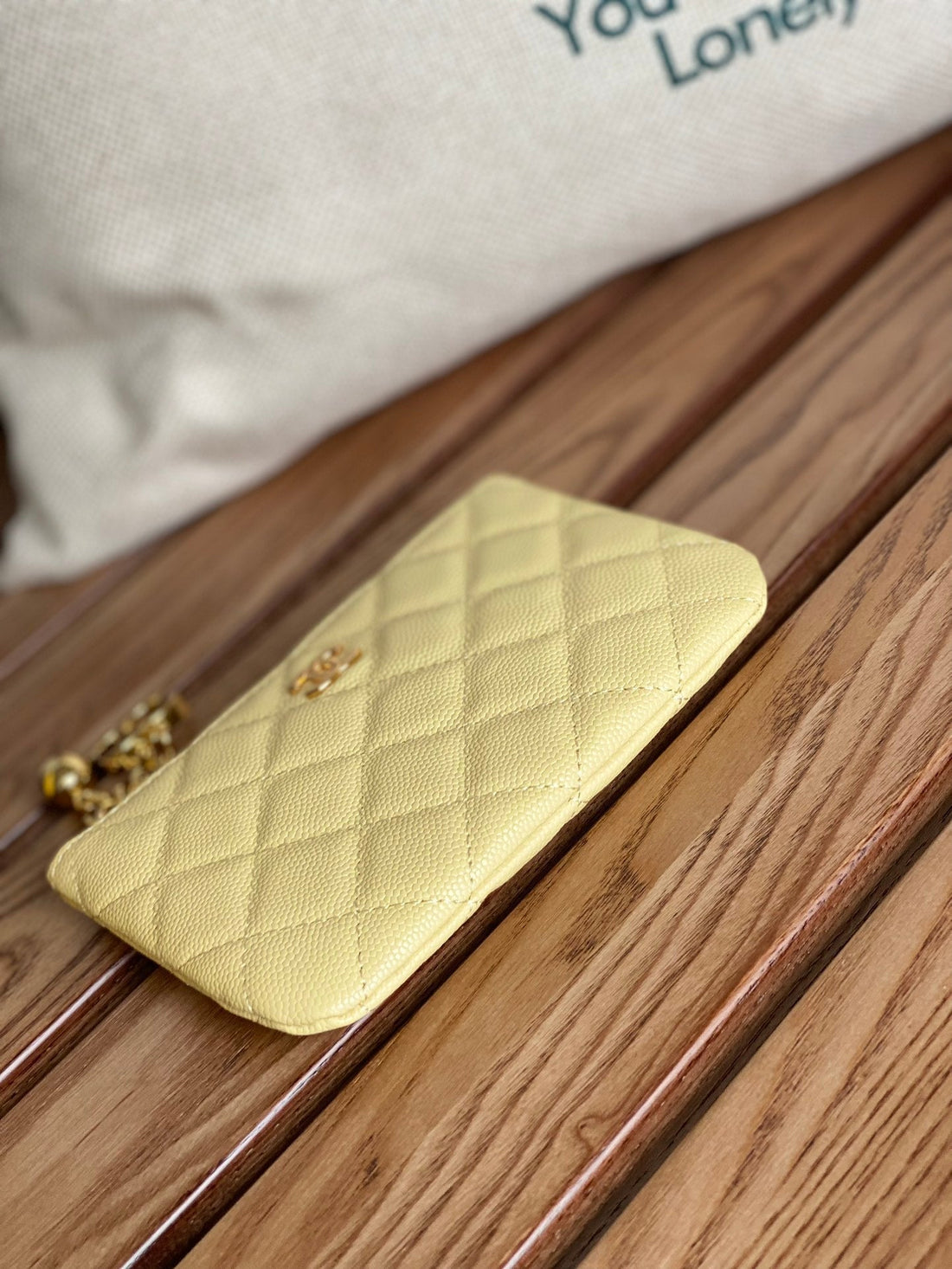 CC Zipped Wallet 14CM Yellow Caviar Gold Hardware