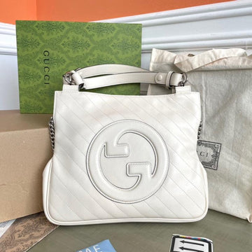 Blondie Tote Bag 30 In White Calfskin Sivler Hardware