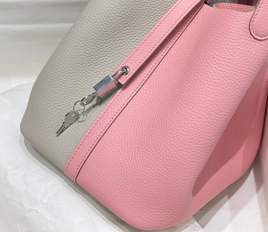 HM Picotin Lock 22 Cream And Pink Togo Leather