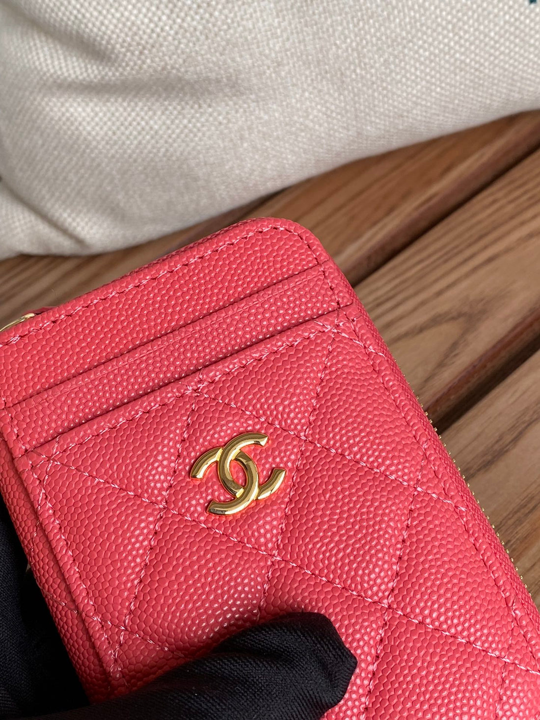 CC 22A Zippy Coin Purse Pink Caviar Ghw 223902