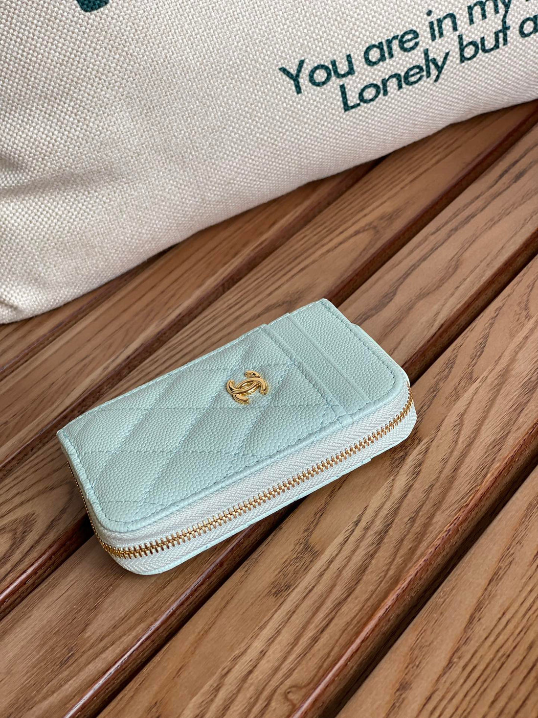 CC 22A Zippy Coin Purse Light Blue Caviar Ghw 223904