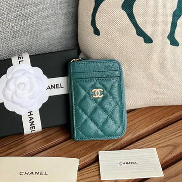 CC 22A Zippy Coin Purse Green Caviar Ghw 223916