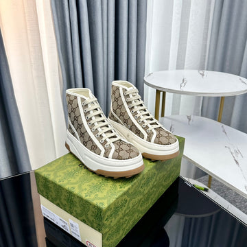GG High Top Sneaker Flatform Light Brown Canvas