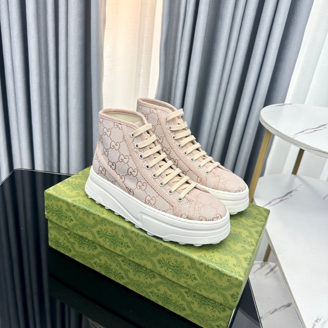 GG High Top Sneaker Flatform Cream Canvas