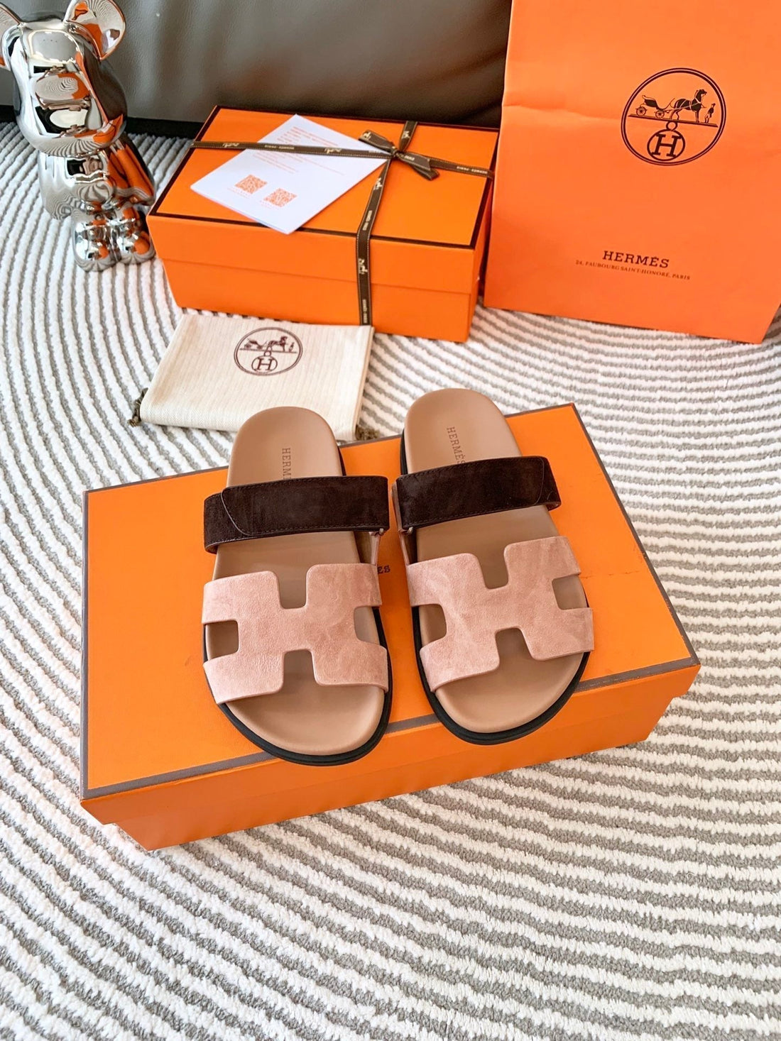 Hm Chypre Sandal Light Pink Mix Dark Brown Suede 963532
