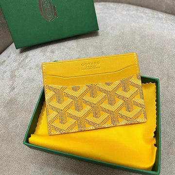 Saint-Sulpice Card Wallet 10 In Yellow Goyardine Canvas And Calfskin