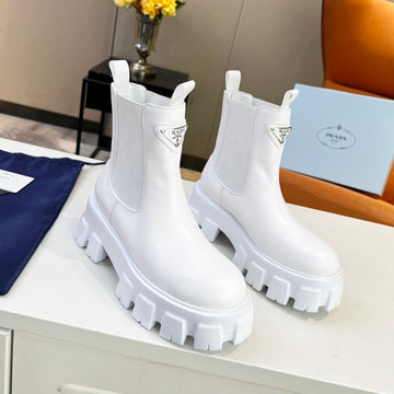 Pra Monolith Brushed Booties 55 White Calfskin