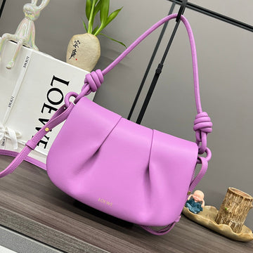 Loew Paseo Shoulder Bag 25CM Light Magenta Cowhide