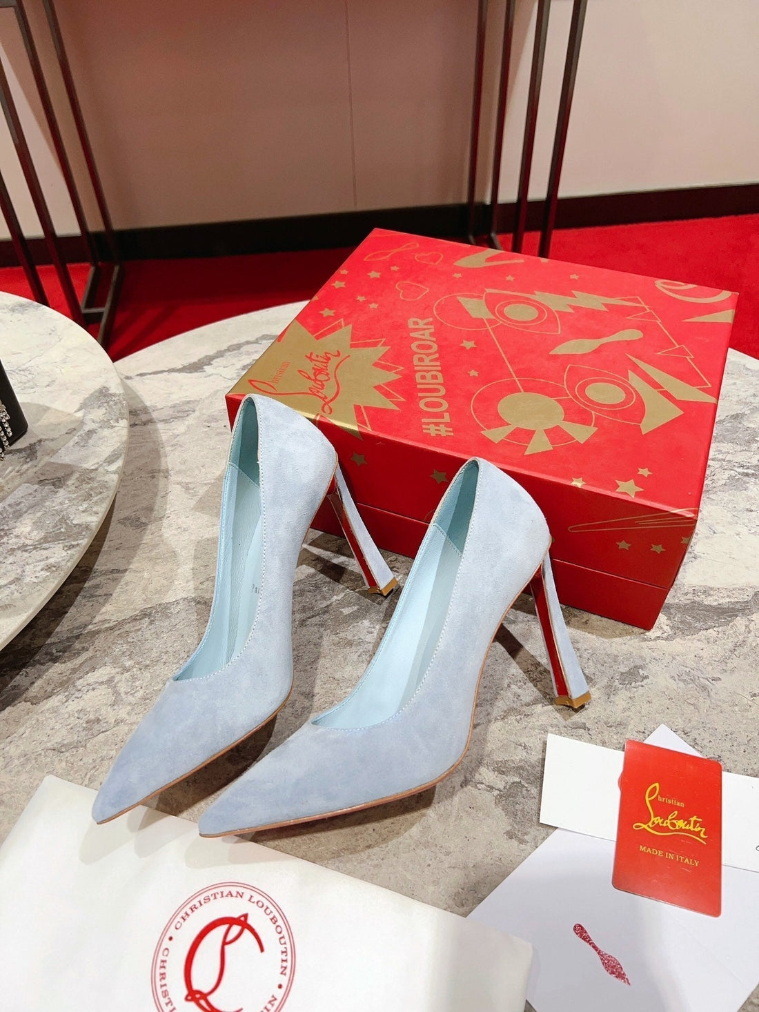 Cl Condora Pumps 100MM Suede Leather Blue