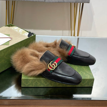 2015 Re-Edition Men's Princetown In Black Calfskin And Lamb Wool Lining