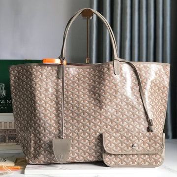 Saint Louis Pm 40 In Grey Mix Pink Goyardine Canvas And Calfskin