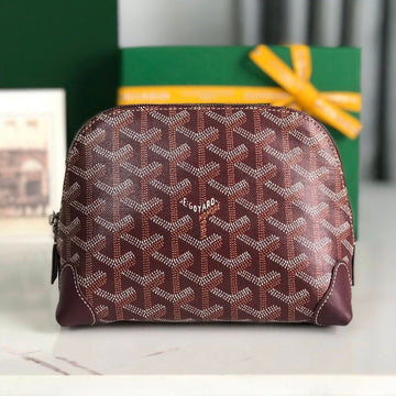 Vendôme Cosmetic Pouch 17 In Wine Red Goyardine Canvas And Calfskin Trim