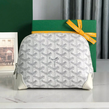 Vendôme Cosmetic Pouch 17 In White Goyardine Canvas And Calfskin Trim