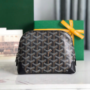 Vendôme Cosmetic Pouch 17 In Black Goyardine Canvas And Calfskin Trim