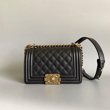 Small Boy Bag 20 In Black Lambskin Gold Hardware
