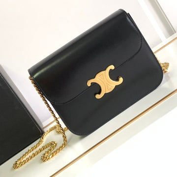 College Triomphe 20 Black Clafskin Gold Hardware