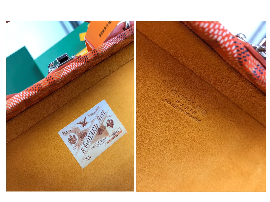 Grand Hôtel Trunk Bag 24 In Orange Goyardine Canvas And Calfskin