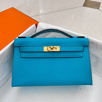 HM Kelly Pochette 22CM Cerulean Swift Gold Hardware
