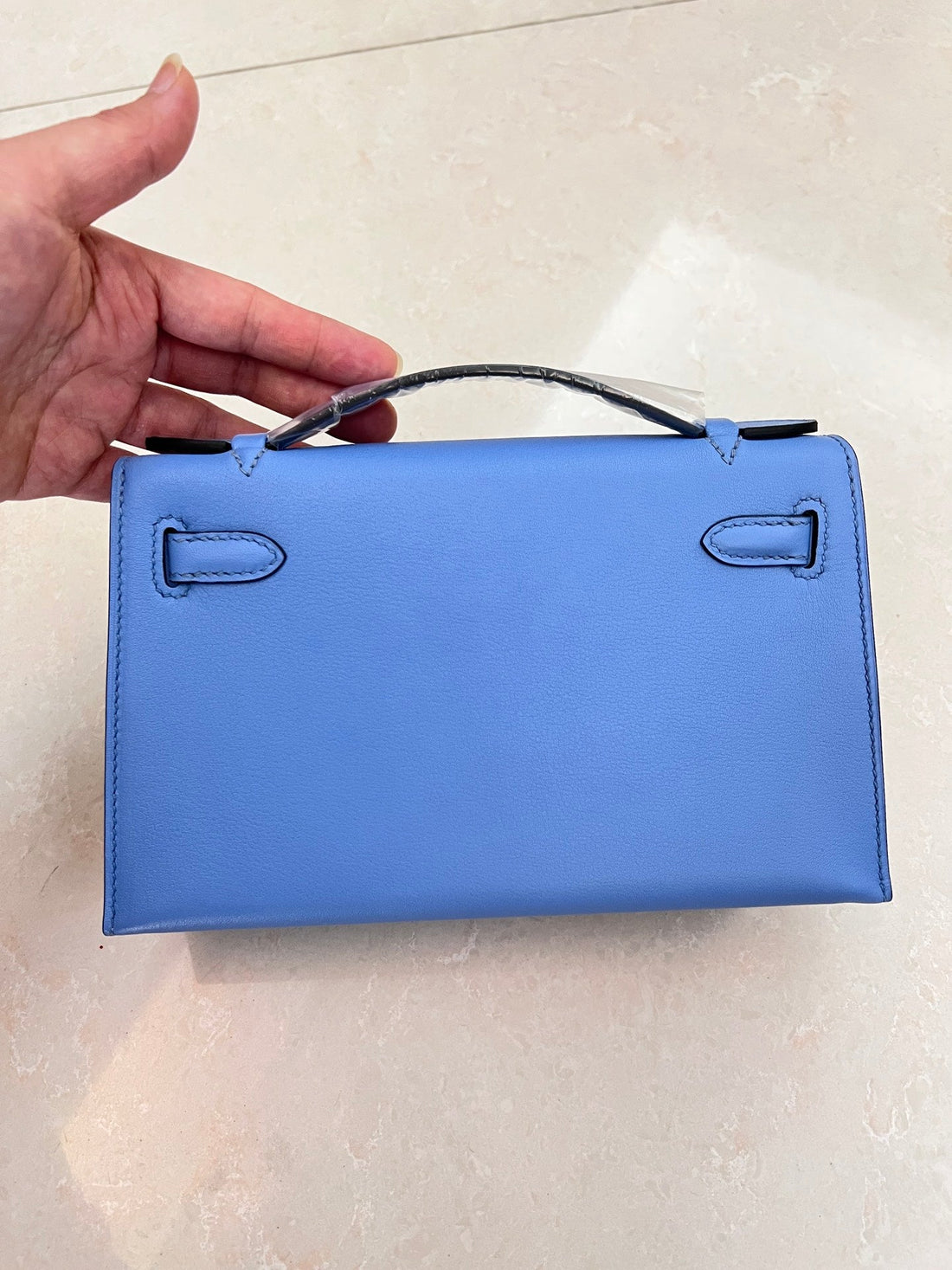 HM Kelly Pochette 22CM Light Blue Swift Gold Hardware