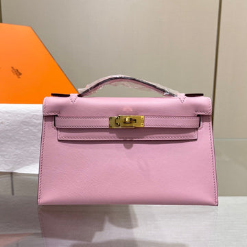 HM Kelly Pochette 22CM Pink Swift Gold Hardware
