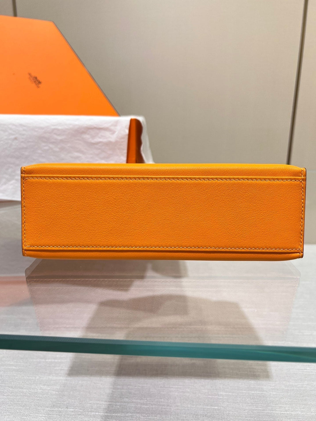 HM Kelly Pochette 22CM Orange Swift Silver Hardware