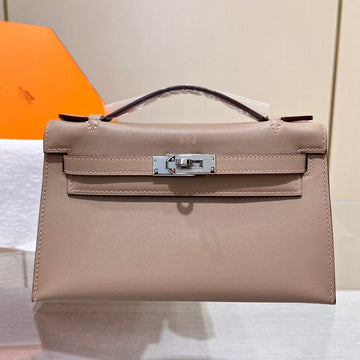 HM Kelly Pochette 22CM Gris Asphalt Swift Silver Hardware