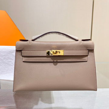 HM Kelly Pochette 22CM Gris Asphalt Swift Gold Hardware