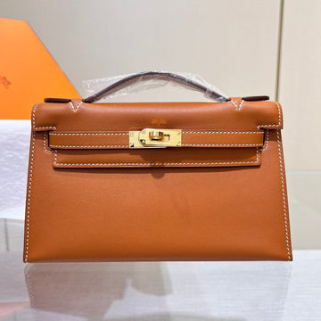 HM Kelly Pochette 22CM Gold Swift Gold Hardware