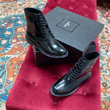 Sl Army Laced Boots Black Calfskin