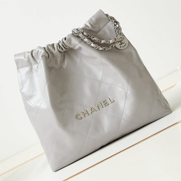 CC 22 Hobo Grey Calfskin Silver Hardware
